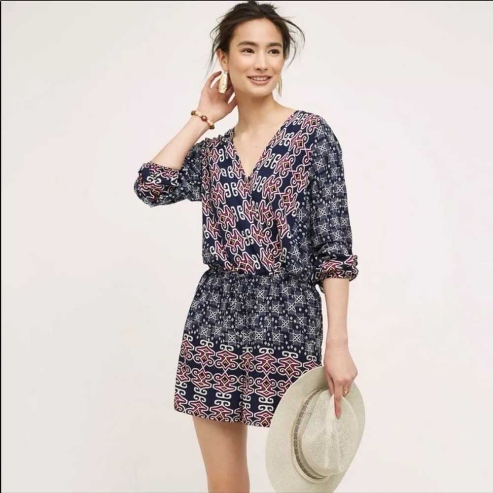 Anthropologie LILKA navy Delray romper shorts EUC